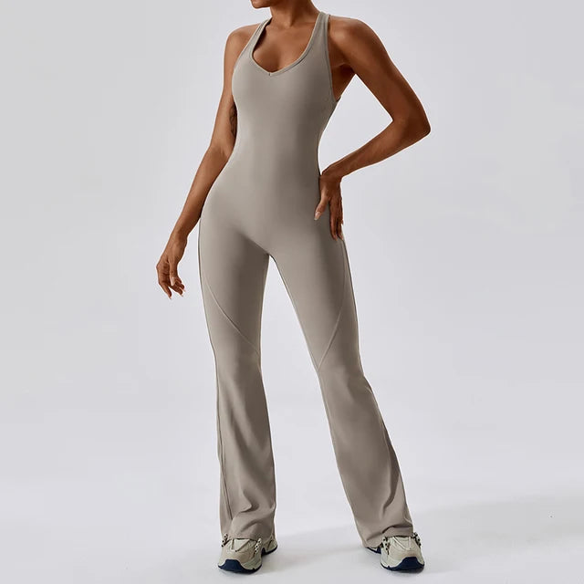 Breathable Flared Jumpsuit for Yoga and Beyond