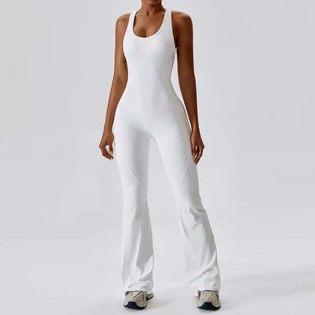 Breathable Flared Jumpsuit for Yoga and Beyond