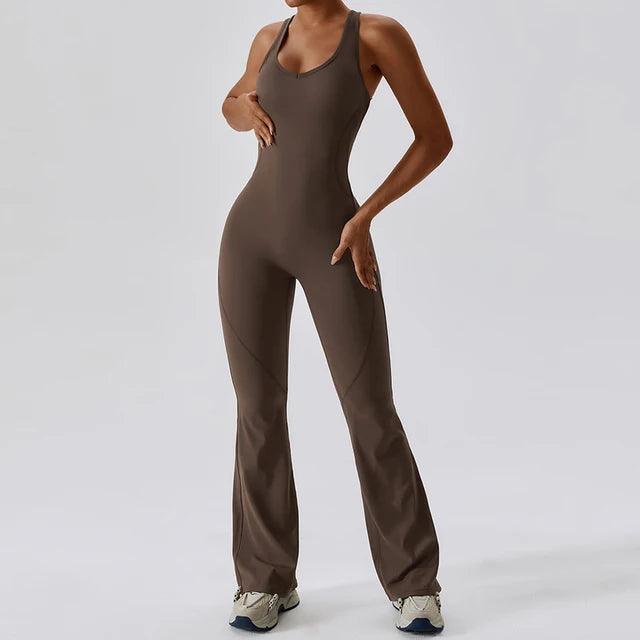 Breathable Flared Jumpsuit for Yoga and Beyond